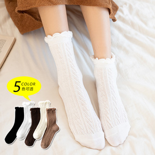 Spring and summer new women's socks Lolita lace socks ladies tube pile socks Dark Flower mesh hollow boat Socks wholesale