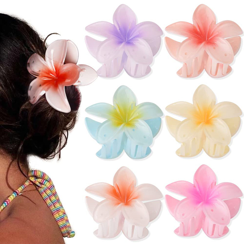 Japanese Style Flower Plastic Stoving Varnish Hair Claws 1 Piece display picture 1