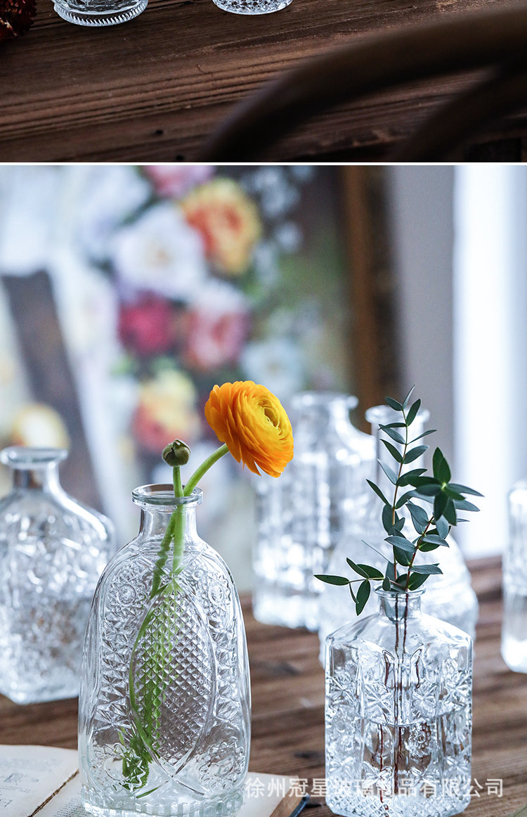 马德里细口透明创意欧式复古浮雕玻璃花瓶客厅宫廷插花花器摆件详情16