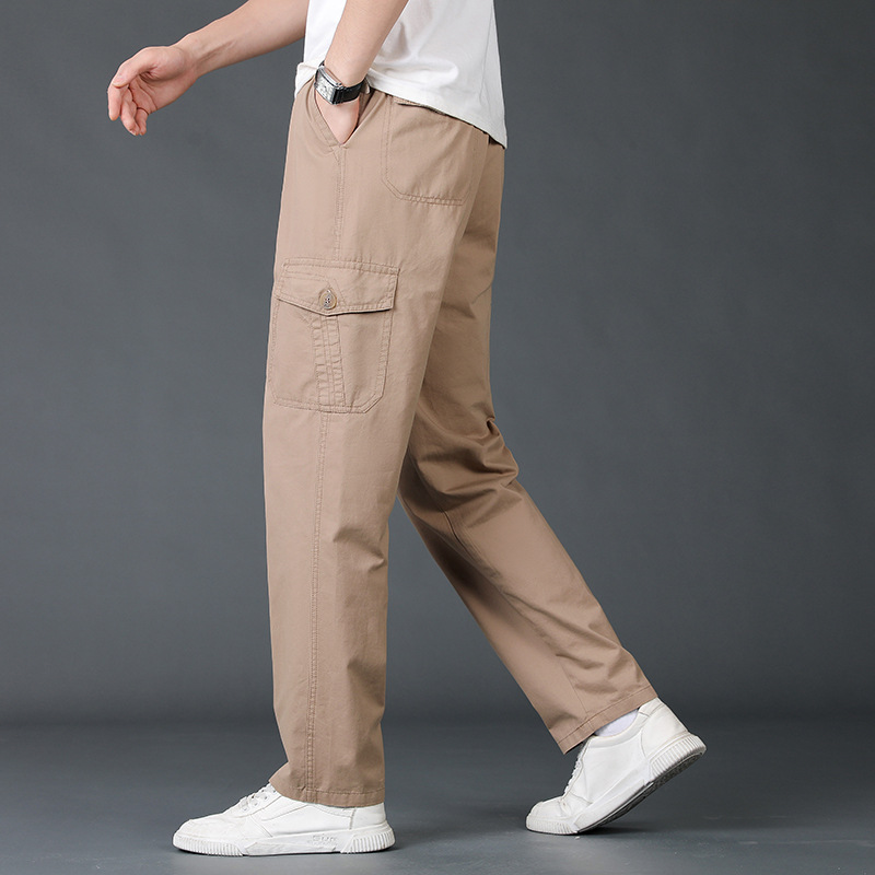Pantalones casuales de lavado de agua para hombres, pantalones de trabajo de moda de bolsillo, algodón suelto, cintura elástica grande, pantalones de jabón image 11