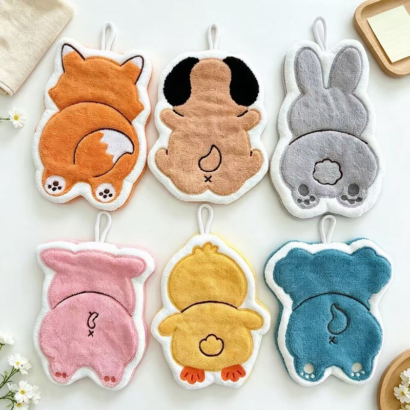 Back-view cartoon animal kitchen hand towel, hanging type, cute, thickened, for bathroom and home use, absorbent and lint-free Back-view cartoon animal kitchen hand towel, hanging type, cute, thickened, for bathroom and home use, absorbent and lint-free