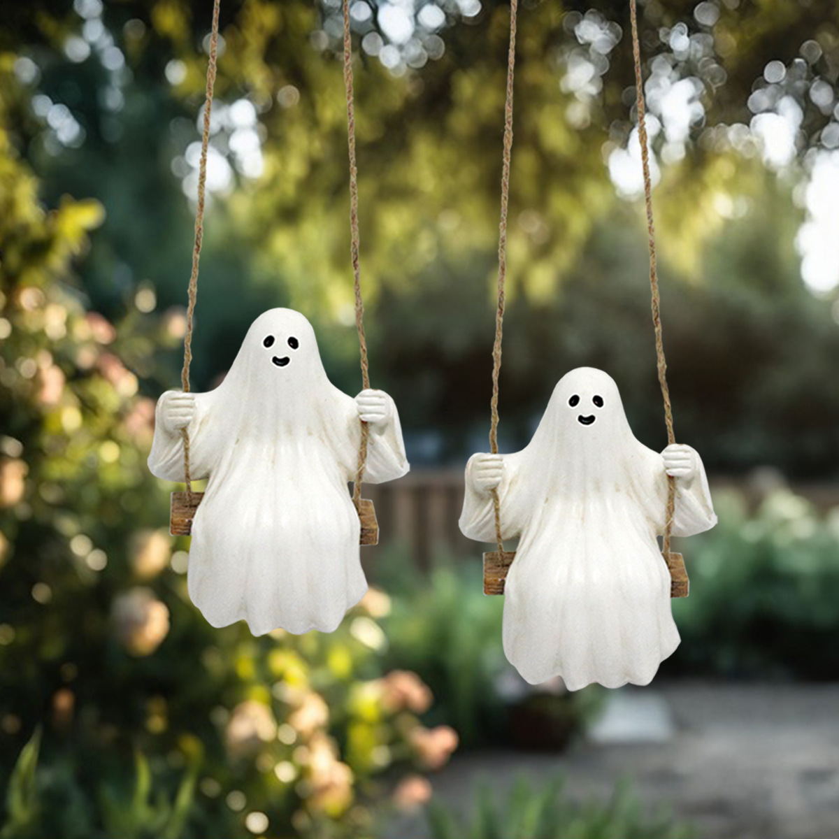  New White Ghost Swing Pendant Courtyard Decoration White Ghost Garden Pendant Swing Set Two Pieces Available