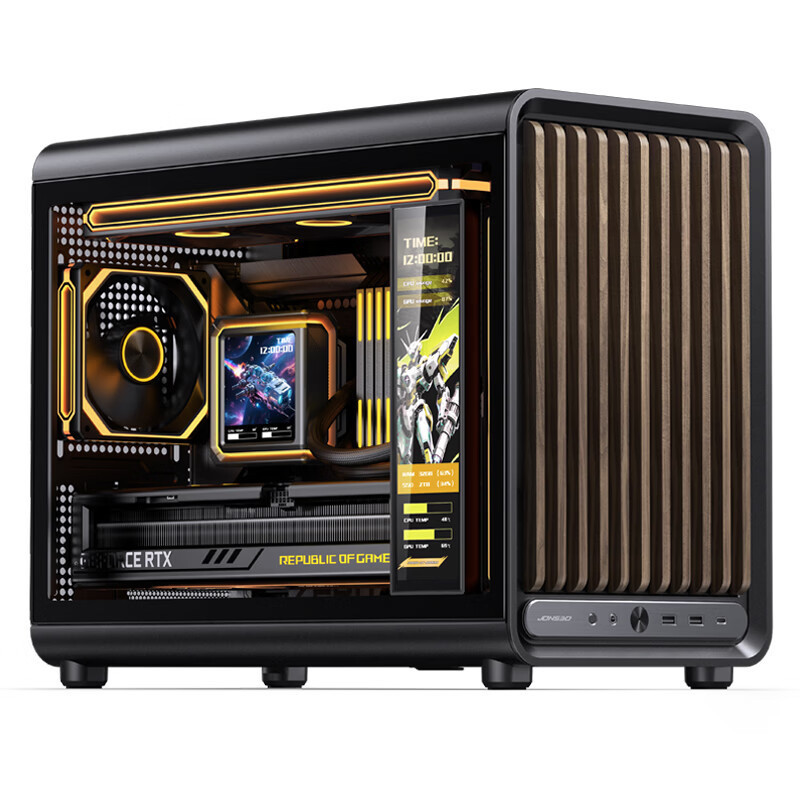 Jonsbo D33 Wood Version Black Matx Desktop Case with 9 Fan Slots/Back-Plug Matx