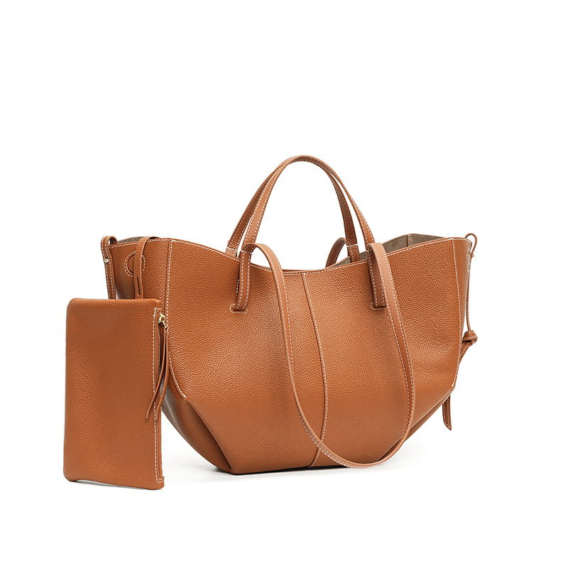 Versatile Niche Handbag Top Grain Cowhide Leather Women's Tote Bag Large Capacity Commuter Luxury Genuine Leather Shoulder Bag - Thumbnail 8