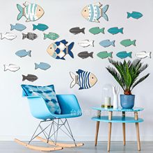 北欧浴室墙饰4件套装木质挂牌海岸木制壁饰航海装饰悬挂海鱼挂件