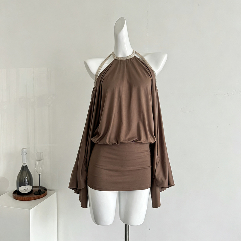 Hot-Selling 2026 Women's New Fashion Sexy Halter Neck Backless Chain-Decorated Bodycon Mini Dress Hot-Selling 2026 Women's New Fashion Sexy Halter Neck Backless Chain-Decorated Bodycon Mini Dress