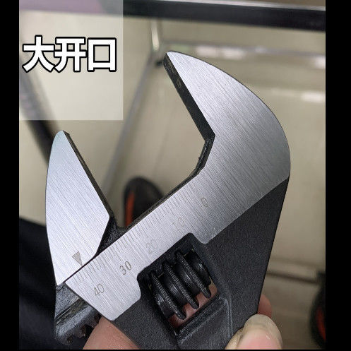 Llave Inglesa Ajustable Galvanizada Original, Multifuncional, Negra, Manual, de Liberación Rápida, de 8-12 Pulgadas, Llave Inglesa de Boca Abierta, Llave Inglesa Ajustable Grande