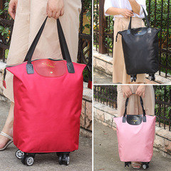 Swivel Wheel Shopping Bag, Lightweight and Large Capacity Travel Bag, Vegetable Bag, Foldable Luggage Bag, Student Airport Bag, Oxford Cloth