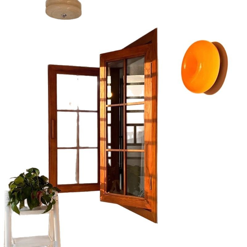 Retro Solid Wooden Doors All Elm Wood Doors and Windows Coffee Milk Tea Doors and Windows Folding Doors and Windows Old-fashioned Wooden Doors and Windows