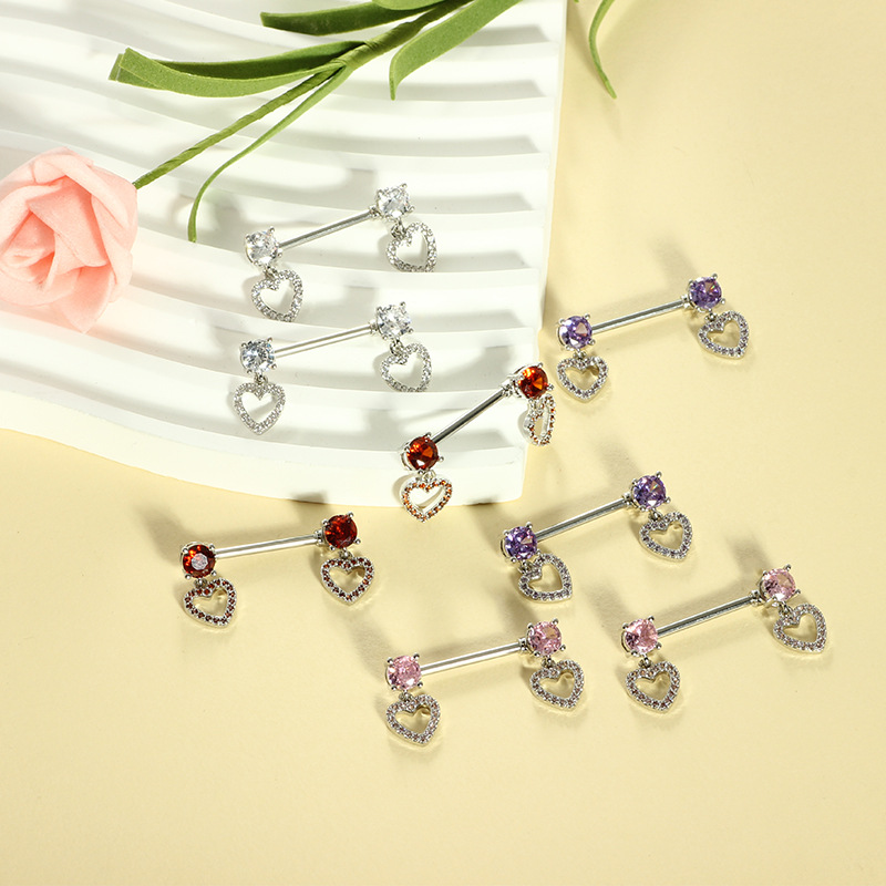 Heart Shaped Stainless Steel Nipple Ring Simple Geometric Body Piercing Jewelry for Daily Wear Pair detail image 7