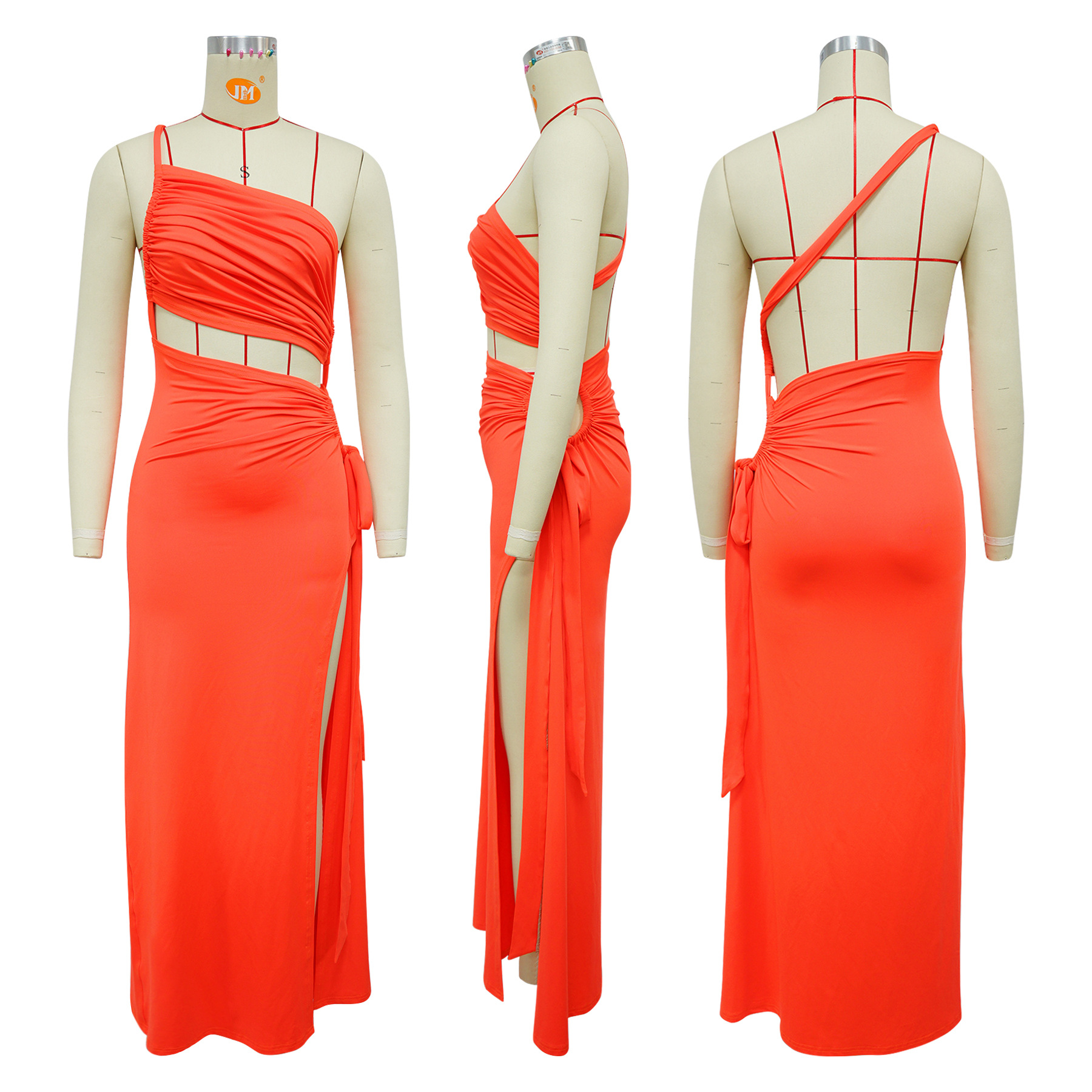 Women's Sexy Strapless Slit Dress Asymmetrical Neck Solid Color Fashion Dress for European And American Markets Cross Border E Commerce Amazon_ecoleips.com