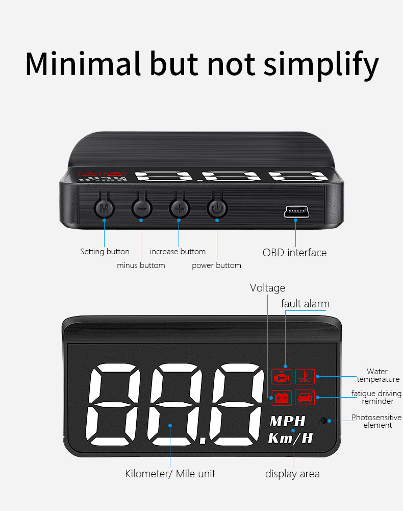Weiying Intelligent Car Hud Head-Up Display Obd2 Multi-Function Color Screen Driving Computer Hd Instrument Panel