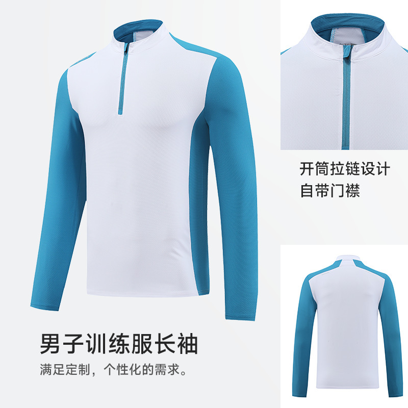 Camiseta deportiva de primavera para hombre, de secado rápido, con cuello alto, media cremallera, para entrenamiento físico, para comercio exterior transfronterizo en Amazon