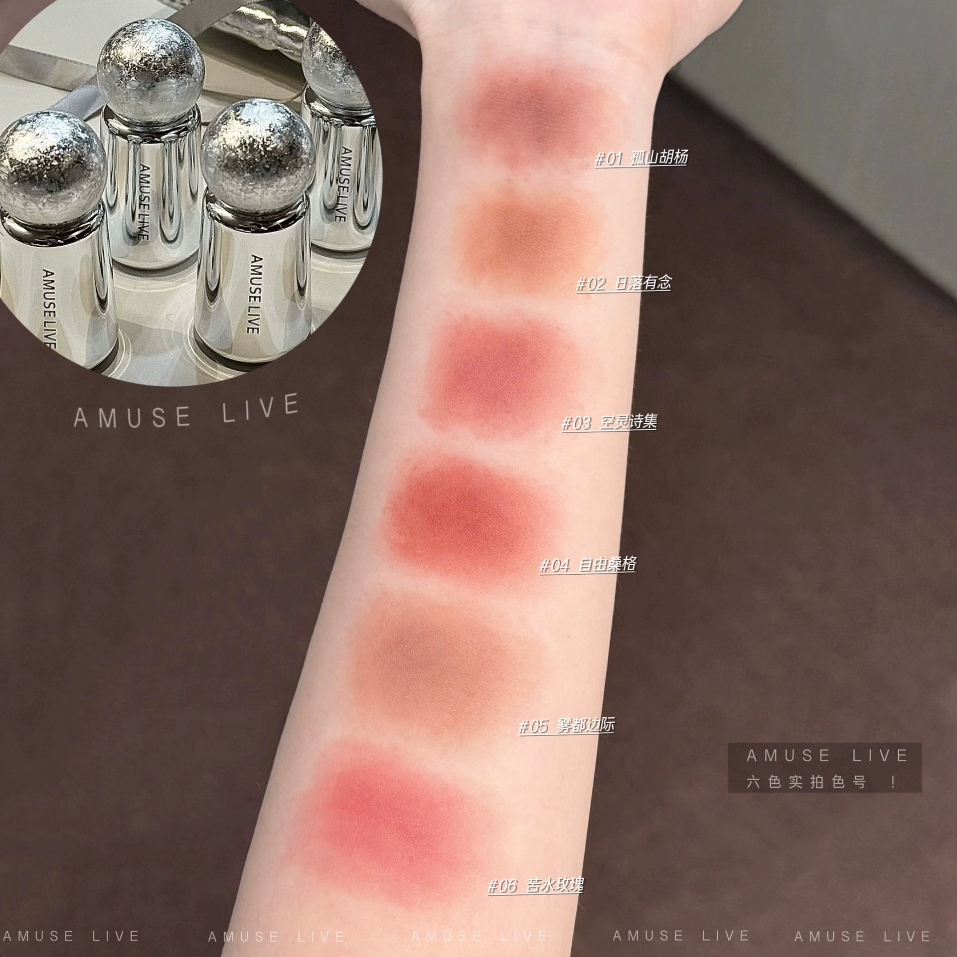 Matte Lipstick (AMUSE LIVE) translucent shading, long-lasting glossy-matte finish