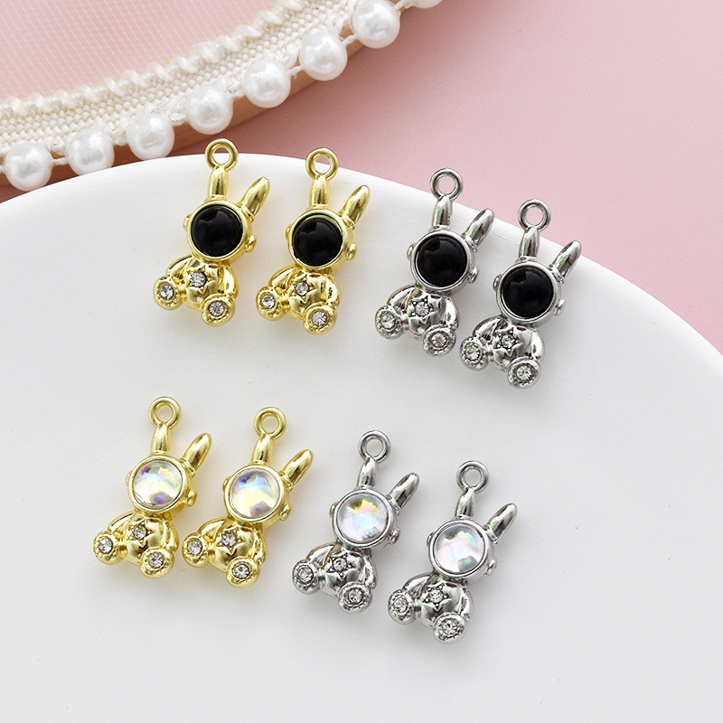 10 Pcs/package Cute Rabbit Astronaut Alloy Plating Inlay Pendant Jewelry Accessories display picture 1