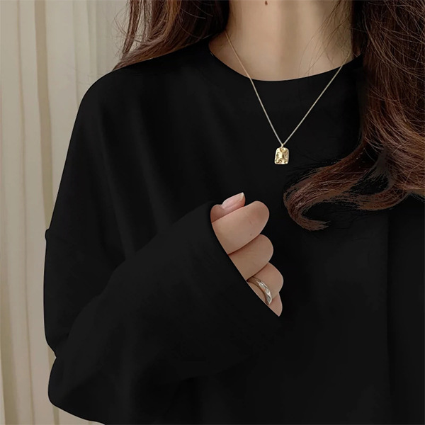 白いスウェットシャツを重ね着して長袖のルーズボトムシャツを着た女性用Tシャツ2025春秋冬の新作厚手のトップス|undefined