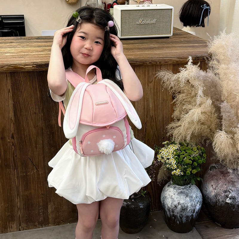 Children's Backpack 2026 New Cartoon Cute Rabbit Car Kindergarten Boys and Girls Travel Small Backpack