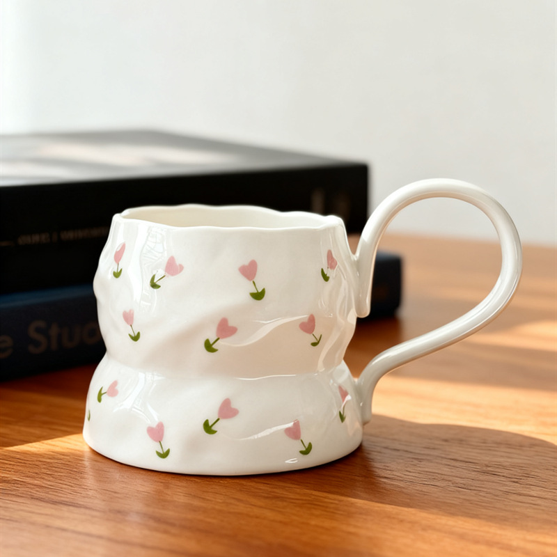 Transfronterizos mano mano pintada golondrina taza de cerámica retró nicho taza de café de desayuno conjunto de plato de taza de té