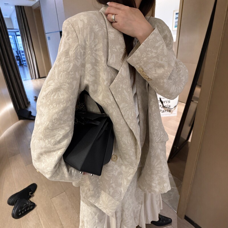 Factory Direct Sale Jacquard Blazer for Women 2026 New Style Elegant Mid-Length Loose Casual Suit Jacket Thin