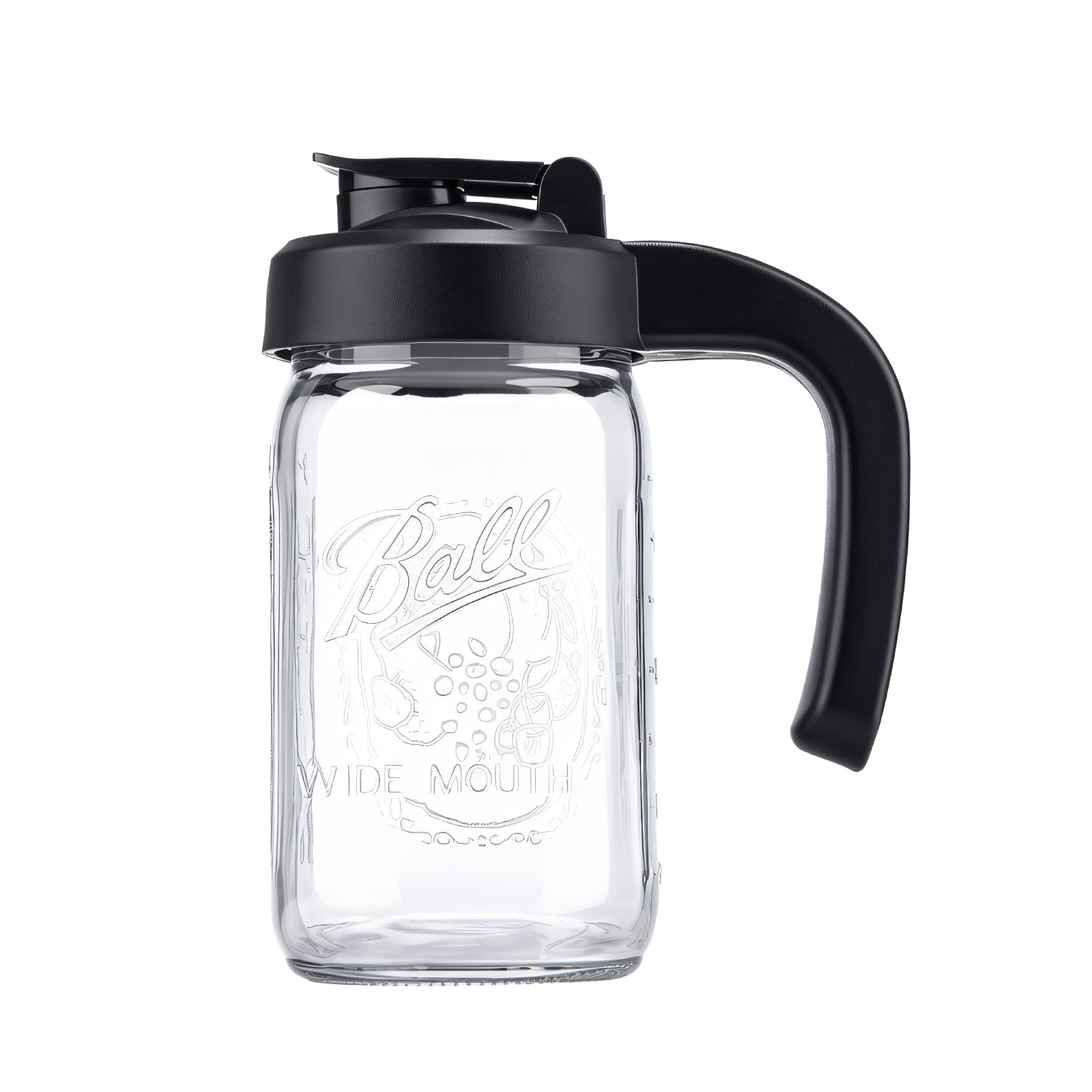 Tarro Mason para Bebidas con Asa de Vidrio de Boca Ancha 64oz 32oz para Jugos