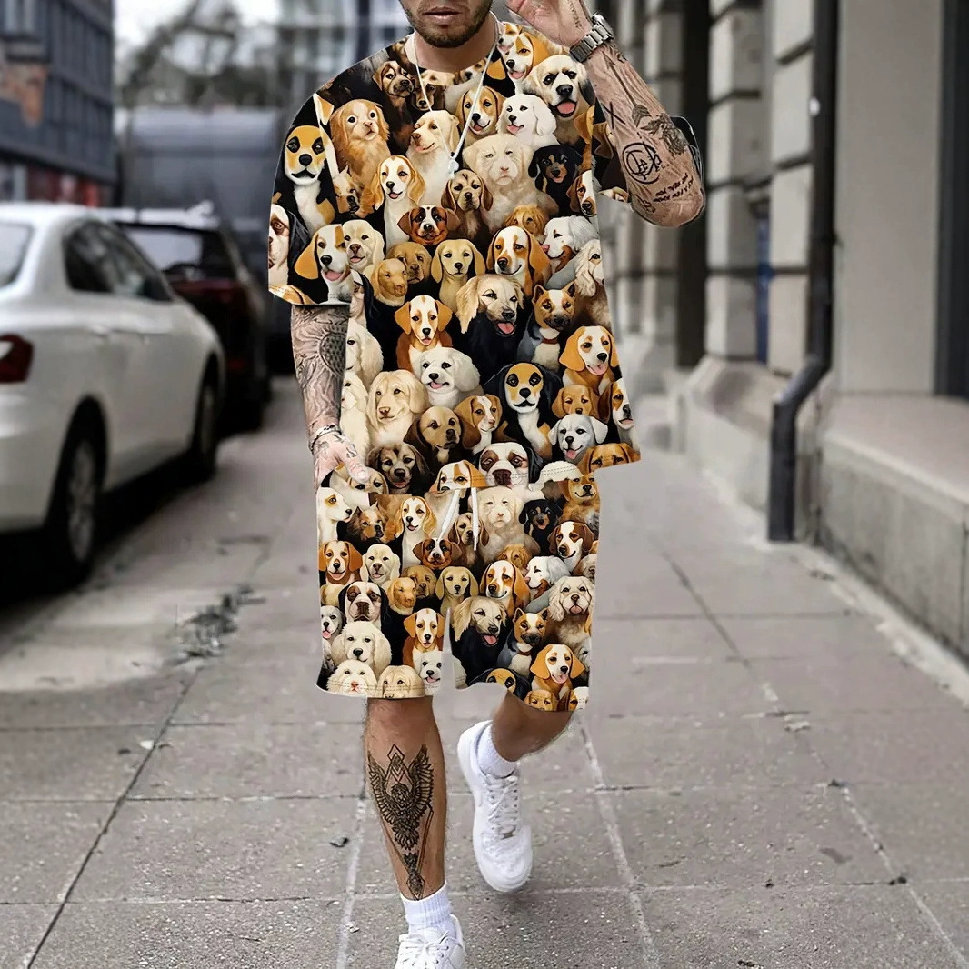 해변 휴가 비치 셔츠 세트 남성 여름 루즈 캐주얼 남성 반팔 반바지 투피스 세트