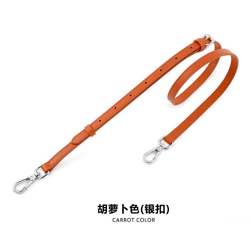 A- 48 first layer cowhide 1.2cm adjustable carrot color silver buckle