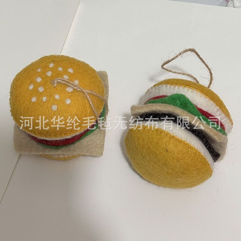 Wool Felted Food Items: Hamburger, Fries, Croissant, Fruit, Vegetables, Phone Accessories, Realistic Handmade Hangings