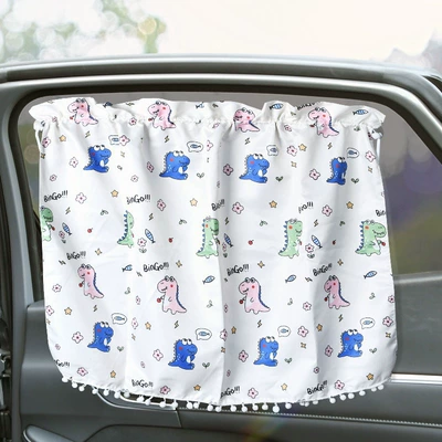 Car curtains, Privacy Curtain, Suction Cup Retractable Sunshade - three-color-dinosaur-cartoon-sunshade-1-piece