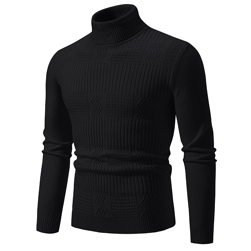 Men's High Neck Knit Sweater – Slim Fit Thermal Pullover For Layering Essentials_viptrois.com