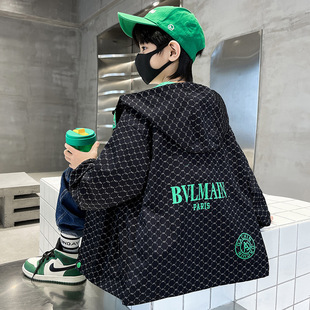 Children's Clothing Boys' Spring Jacket 2024 New Style for Older Boys Spring and Autumn Trendy Boys' Spring Street-Style Trench Coat