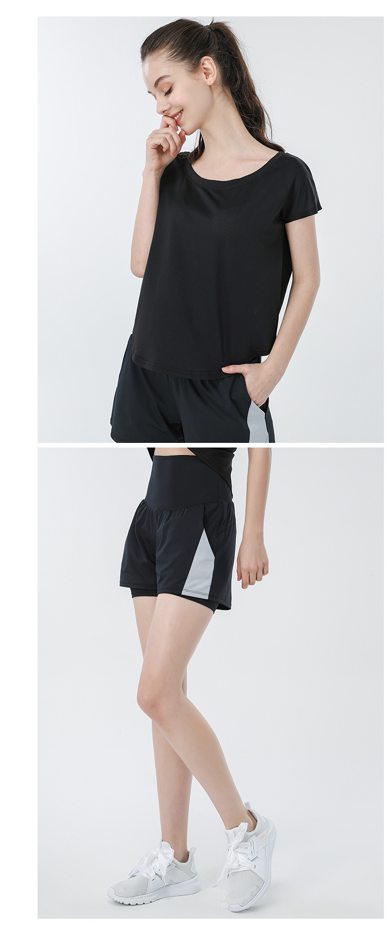 quick-drying shorts loose short-sleeved top fitness suit  NSDS27696