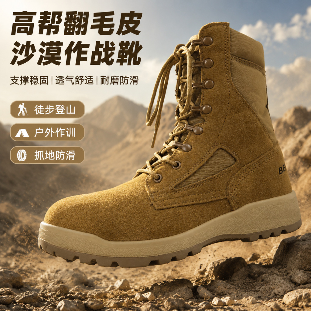Botas de combate del desierto para hombres, zapatos de montaña antideslizantes y resistentes al desgaste
