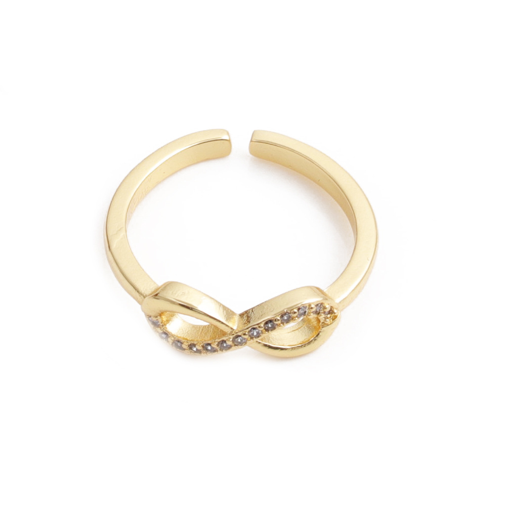 Fashion geometric copper inlaid zircon rings wholesale