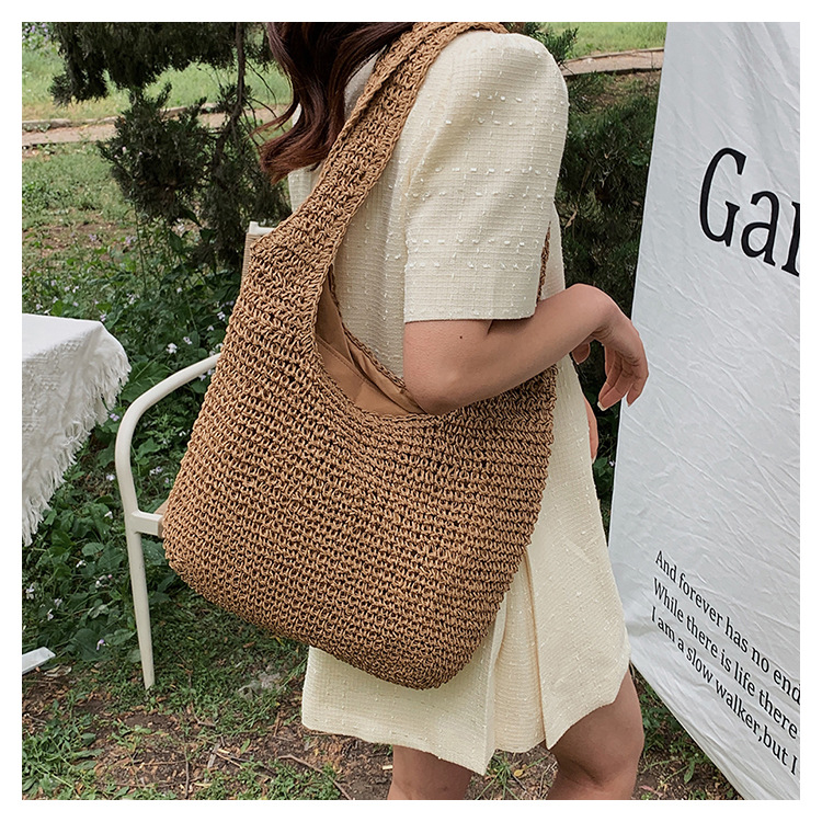 Women's Straw Solid Color Vacation Weave Square Zipper Square Bag display picture 3