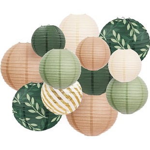 Wholesale Cross-Border Hot Stamping Paper Lanterns Wedding Party Decoration European and American Retro Wedding Sage Lanterns