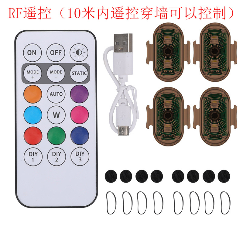 투명한 검게 된 RF 원격 제어 (10 m 파티션을 제어 할 수 있음) 1 원격 제어 4 조명