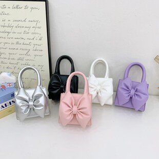 Cute Bow Small Square Bag Women's 2025 Spring Fashion Casual Solid Color Korean Style Ladies Shoulder Messenger Handbag