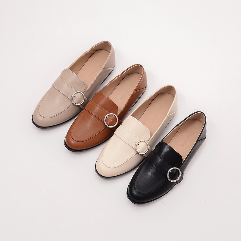 香港软皮软底单鞋女2024春秋新款百搭晚晚乐福鞋一脚蹬通勤穆勒鞋