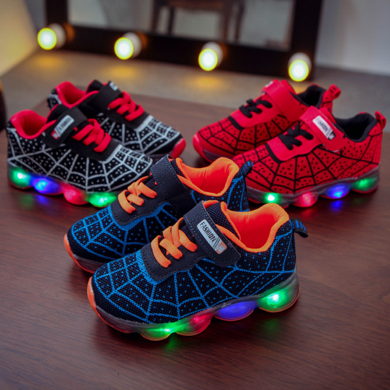 Spring and Autumn Kidsren's Shoes, Kidsren's Luminous Shoes, Boys and Girls Running Shoes, Baby Flash Shoes, Led Light-Up Sports Shoes, Mesh
