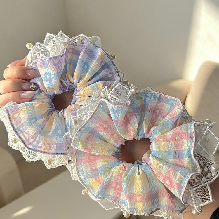 Macaron-colored Korean-style scrunchie, girly French-style gentle hair tie, bun elastic hair band, women's hair accessory Macaron-colored Korean-style scrunchie, girly French-style gentle hair tie, bun elastic hair band, women's hair accessory