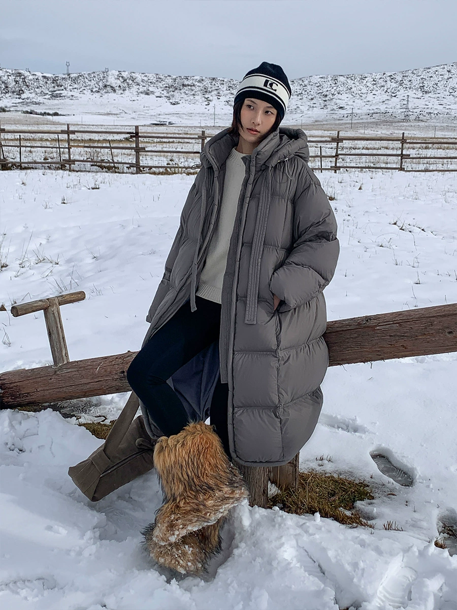 Зимний длинный пуховик, корейский стиль, максимальная длина