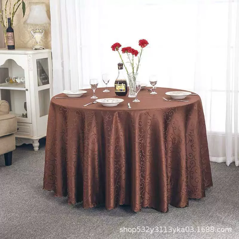 Large round table restaurant tablecloth hotel hotel banquet family can use round wedding European tablecloth table covers cross-border