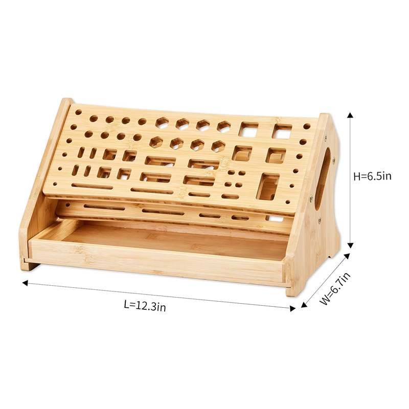 Soporte de almacenamiento de destornillador de bambú para herramientas de reparación de acabado y almacenamiento multifuncional para herramientas DIY