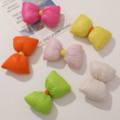 多巴胺清新仿皮感格子充棉蝴蝶結DIY手工手機殼髮飾服裝襪子配件