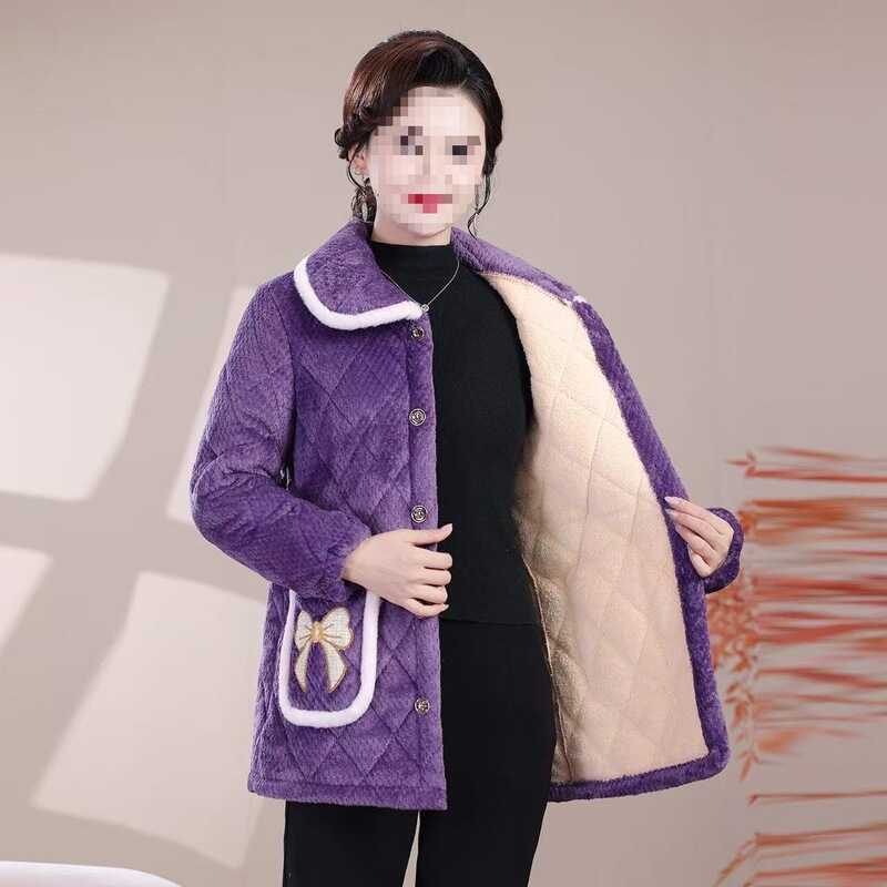 Winter Cotton-Padded Jacket with Fleece, New Style for Mothers, Warm Thick Short Coat with Tag, Chenille