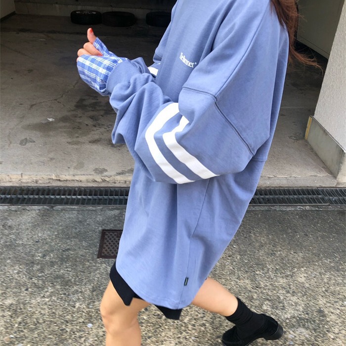 Now Available: Korean Dongdaemun Designer's Two-Color Loose-Fit Oversized Printed Thin Sweatshirt T-Shirt