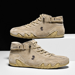 跨境獨立站狐狸男鞋高幫男士休閒鞋棉鞋鞋子頭層真皮馬丁靴男