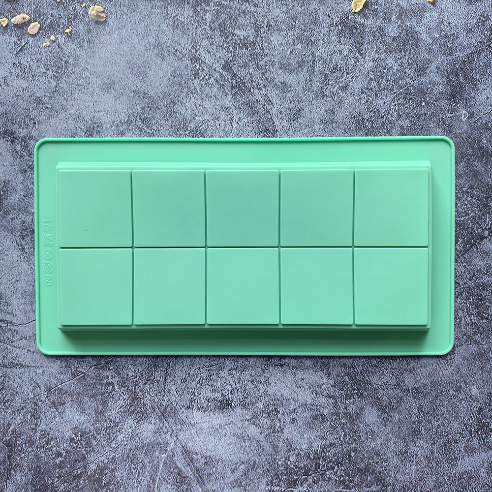 10 grados de chocolate molde de silicona cuadrado rectangular molde de barras de chocolate molde 784