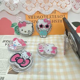 Original Diamond Glitter Kt Cat Desktop Magnetic Magsafe Mobile Phone Airbag Holder Retractable Lazy Ring Buckle