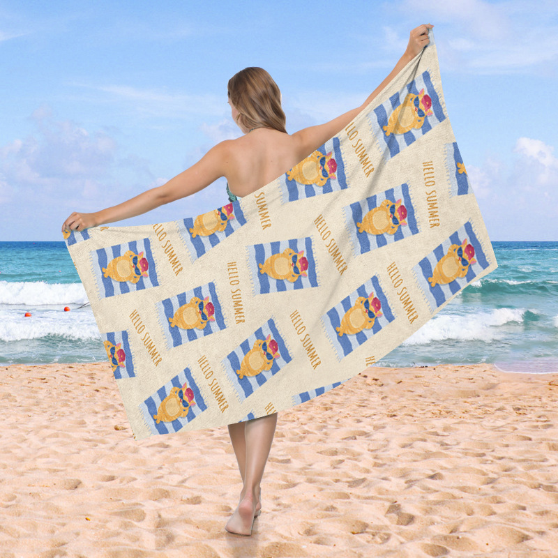 Waffle toallas de playa Amazon venta caliente vacaciones de playa al aire libre absorción de agua engrosada piña toallas de baño de impresión digital